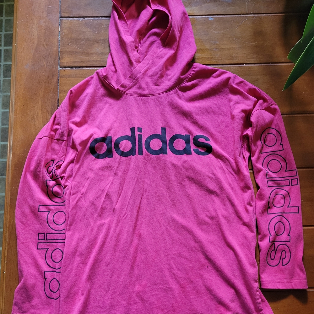 Adidas Fuchsia Hoodie with Black Lettering